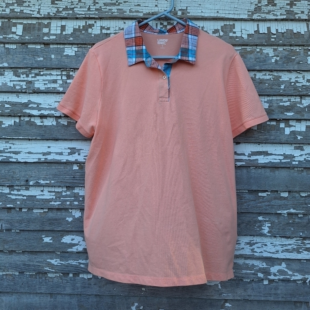 🌟 Lands End color shirt with plaid collar size XL